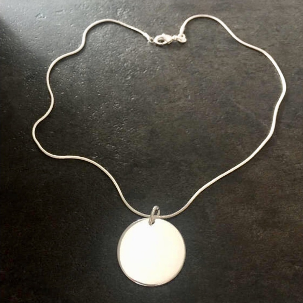 ✨ 925 Sterling Silver Disc Pendant Necklace✨ - Picture 2 of 3